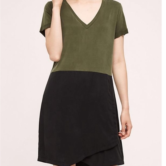 Anthropologie Dolan Green/Black Colorblock Dress - Picture 2 of 7